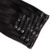 Black Women's 14 Inch Brazilian Virgin Clip in Human Hair Extensions - 100% Unprocessed Full Head Natural Black Straight Hair - 8Pcs 120g - Buy Online on GoSupps.com