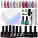Morovan Gel Nail Polish Kit with UV Light 6PCS Glitter Gel Nail Polish Set with Gel Nail Polish Remover Base Top Coat For DIY Nail Art Manicure Nail Remover at Home Salon