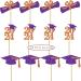 Graduation Cupcake Toppers Grad Party Decoration Food Picks Congrats Glitter Diploma Cap School Colors Supplies 24 PCS Purple Orange - Buy Online on GoSupps.com