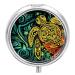 Round Pill Box Tribal Design with Turtle Print Print 3 Compartment Medicine Pill Case Print Pill Organizer Decorative Metal Portable Pill Box Pocket Pill Box Style-20