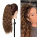 Long Curly Drawstring Ponytail Clip in Wavy Natural Ponytail Hair Extension Hairpieces for Black Women 18 Inches Light Brown