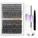 Eyelash Extensions Set 320pcs LANKIZ Artificial Eyelashes 30D+40D C Curl 9-16mm Mix Individual Eyelashes with Eyelash Glue and Applicator Lash Extension Set for Beginners Reusable 3040C-KIT 320pcs