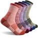 FEIDEER Women's Hiking Walking Socks, Multi-pack Outdoor Recreation Socks Wicking Cushion Crew Socks Red/Blue/Green/Pink/Purple Medium