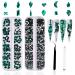 3120Pcs Nail Art Rhinestones Kit HOINCO 120Pcs Multi Shapes Glass Crystal AB Rhinestones and 3000Pcs Round Flat Back Gems Diamond with Tweezers and Dotting Pen for Nail Art Decoration(Emerald)