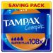 Tampax Compak Super Plus Absorbency Heavy Flow 108 Tampons With Applicator (18 x 6 Packs) SAVING PACK Comfortable & Clean Insertion Leak Protection
