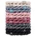 Cozeasy 12 pieces elastic hair tie without a metal braided no sweater or damage ponytail holder elastic hair bands for women & girls thick and curly hair (set 10) B. ivory smoke blue pink cherry gray black