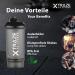 XTRAZE 500ml Protein Shaker | BPA Free Fitness Cup with 150ml Powder Compartment | Leak-Proof Ideal for Smooth Protein Shakes - Black - Buy Online on GoSupps.com