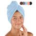 Pamuq hair turban cotton 100% - light blue 2 Set - with 2 buttons - Turban towel button hair -towel head towel button hair turban quick -drying hair towel hair hair dryer light light blue 2 pieces