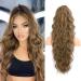 Flufymooz ponytail extension horse -tailed extension 66 cm ponytail with cord strain hair extensions curly ponytail synthetic hair part for women (dark ash blonde with highlights) 66 cm dark ashblond with highlights