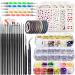 JOYJULY Nail Art Brushes Kit Nail Dotting Tools,Crystals Glass AB Nail Art Rhinestones, 3D Nail Art Stickers Tape Strips,Holographic Mermaid Nail Glitters Shell Sequins Nail Design Kit Free Black