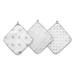 aden + anais Essentials Washcloth Set, Super Soft 100% Cotton Muslin, 3-Pack, Dusty Gray Stars