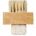 Hand & Foot Brush with Pumice Stone - Natural Bristle Exfoliator for Calluses - Wooden Handle - Buy Online on GoSupps.com