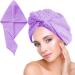 Hair turban turban towel with button microfiber towel for head and long hair (purple)