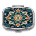 Pill Box Vintage Mandala Flowers Print 2 Compartment Medicine Pill Case Pill Organizer Decorative Metal Portable Pill Box for Pocket Or Purse