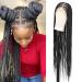 Lexqui 36 Inch HD Lace Front Box Braided Wig for Women - Long Black Synthetic Full Lace Frontal Braiding Wig with Baby Hair - Buy Online on GoSupps.com