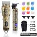 Suttik Hair Clippers for Men, Professional Clippers and Trimmers Set, Cordless Barber Clippers for Hair Cutting, Beard Trimmer Hair Cutting Kit with T-Blade Hair Trimmer, LED Display, Gift for Men Gold