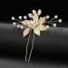 Caiguoer Gold Bride Wedding Headpiece Pearl Hair Pins Accessories Bridal Crystal Flower Hair Pieces for Women and Girls - Buy Online on GoSupps.com
