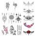 Konsait 13 Sheets Temporary Tattoos for Girls Women Adult Festive Tattoo Fake Waterproof Temporary Tattoos Black Body Art Sticker Cover Up Back Arm Neck  Flower  Mehndi