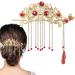 Chinese Hair Accessories for Wedding Red Tassel Gold Hanfu Pins Pearl Flower Hair Pins Hair Chopsticks Hair Styling Vintage Classical Sticks Long Tassel Chinese Hair Jewelry Accessories