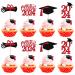 36 Pack Graduation Cupcake Toppers Glitter Class of 2024 Glitter Diploma Grad Cap Cake Decorations 2024 Graduation Cupcake Picks for 2024 Graduation Theme Party Cake Decoration Supplies Red