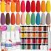 Saviland Dip Powder Nail Kit-20 Colors Fall Dipping Powder Nail Kit with 4*15ml Dip Liquid Set Base&Top Coat Activator Brush Saver Manicure Tool for French Nail Art, Halloween Nails Design Salon Gifts A-Autumn Colors