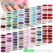 224 Pieces 16 Sheets Full Nail Wraps Nail Polish Stripes Nail Art Polish Stickers Self-Adhesive Nail Art Decals with Nail File Manicure Kit for Women Girls DIY Nail Art (Mixed Adornment Series)