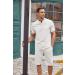 COOFANDY Men's Linen 2-Piece Set: Henley Shirt & Yoga Shorts - White, Size Medium - Buy Online on GoSupps.com