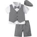 mintgreen 4pcs Baby Boy Outfits Set Gentleman Suit Shirt & Bowtie & Waistcoat & Trousers & Hat Size:1-6 Years 2-3 Years Grey Black
