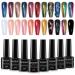 MIZHSE 8 Colors Chameleon Gel Nail Polish Glitter Gel Polish Set Shimmer Iridescent Color Blue Green Purple Shiny Nail Gel Soak Off Nail Art Salon Home