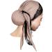 Taupe Cotton Headscarf with Black Lace - Handmade Pre-tied Tichel for Women - Buy Online on GoSupps.com
