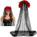 FRCOLOR Mexican Rose Floral Crown Veil with Mask Women Costume for Halloween Party - Buy Online on GoSupps.com