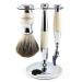 Edwin Jagger 3-piece shaving set with pure badger hair brush for Fusion blades Ivory (imitation)