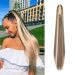 Cybelleza 22inch Ponytail Hair Extensions Ponytail Claw Jaw on Long Straight Pony Tails Clip in Hair Extensions Synthetic Hair pieces for Women (Ash Blonde & Bleach Blonde) 22" Ash Blonde&Bleach Blonde