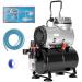 VIVOHOME 110-120V Professional Airbrushing Paint System with 1/5 HP Air Compressor and 1 Paint Sprayer for Tattoo Makeup Shoes Cake Decoration Black