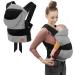 Kinderkraft Adoree Baby Carrier | Ergonomic Sling for Infants to Toddlers | 2 Carrying Positions | Adjustable Straps & Hood | Cotton Linen Viscose | Gray-Black - Buy Online on GoSupps.com