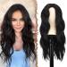 Fine long curly wig 55 cm black middle parting women wigs of course synthetic wigs women curls wavy tig for party daily naturally black