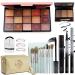 All-in-one-make-up set 15 colors eyeshadow slatted waterproof eyeliner fiber-mascara 3 colors eyebrow powder eyebrow template eyelash pliers sequin cosmetics make-up set