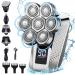 JoyGeek Head Shaver for Bald Men 7D Rechargeable Rotary Shaver 5 in 1 Waterproof Electric Razor with Nose Hair Trimmer Wet/Dry Beard Grooming Kit with LED Display & Travel Lock for Home Travel CA32