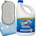 Bleach Liquid Cleaner Regular Bleach for Laundry and Bathroom 121 Oz. Bottle - BUNDLE With Zvigo-Microfiber Cleaning Towel + 1 Dual-Sided Sponge