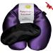Happy Wraps Microwavable Herbal Neck Wrap - Hot Cold Aromatherapy Neck Warming Pillow - Heating Pad for Migraines, Stress, Gifts for Women, Birthdays, Christmas and Free Sleep Mask - Amethyst Amethyst + Free Travel Sleep Mask