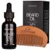 ZilberHaar - Beard Oil N 1 + Beard Comb - Pure Organic Moroccan Jojoba Oil and Argan Oil - Natural Ingredients Fragrance Free Cruelty Free - For Natural Beard Growth and Hydration - 1 oz