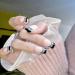 24Pcs/Set Black Glitter French Short Fake Nails Acrylic Fake Nails Full Cover Nails Tips Artificial Finger Manicure Press on nails for Women and Girls