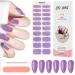 Kalolary 20PCS Nail Adhesive Wrap Nail Gel Polish Strips Full Wraps Nail Polish Stickers Cured Gel Nail Strips Self-Adhesive Gel Nail Wrap Stickers Decals(UV/LED Lamp Required) (Glitter Purple)