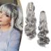 Gairyan 50cm ponytail hair part braid extensions long curly claw clip in ponytail extensions synthetic hair extensions wavy hair extension for women (dark gray) 50 cm dark gray