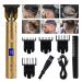 Hair Clippers for Men, FACEBOX Professional Hair Trimmer Zero Gapped Cordless Beard Trimmer for Men T-Blade Trimmer Haircut & Grooming Kit for Men with LED Display Gold