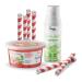 Inspire food pearls set - 1x strawberry popping boba fruit beads 450g 1x green apple fruit syrup 300ml 6x straws |100% vegan & gluten -free strawberry green apple