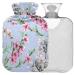 NAANLE hot water bottle with lid flowers cherry transparent hot water bottle heat bottle for back pain relief handfoot warmer neck hot and cold therapy 1l