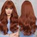 Emmor Auburn Wigen with pony synthetic women's wigs Long wavy tiered heat -resistant wig for daily use natural and conveniently chestnut brown#