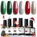 Modelones Gel Nail Polish 6 Colors Christmas Winter Sparkle Dark Green Red Glitter Silver Champagne Rose Gold New Year Shades Gel Polish Kit Fall Soak Off Nail Art Manicure Home Gifts for Women