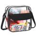 Moko Station approved carrying bag Statium APPROVED clear pocket transparent crossbody shoulder bag with adjustable belt for work sport games concerts - black black - 25.5*10.5.5 cm